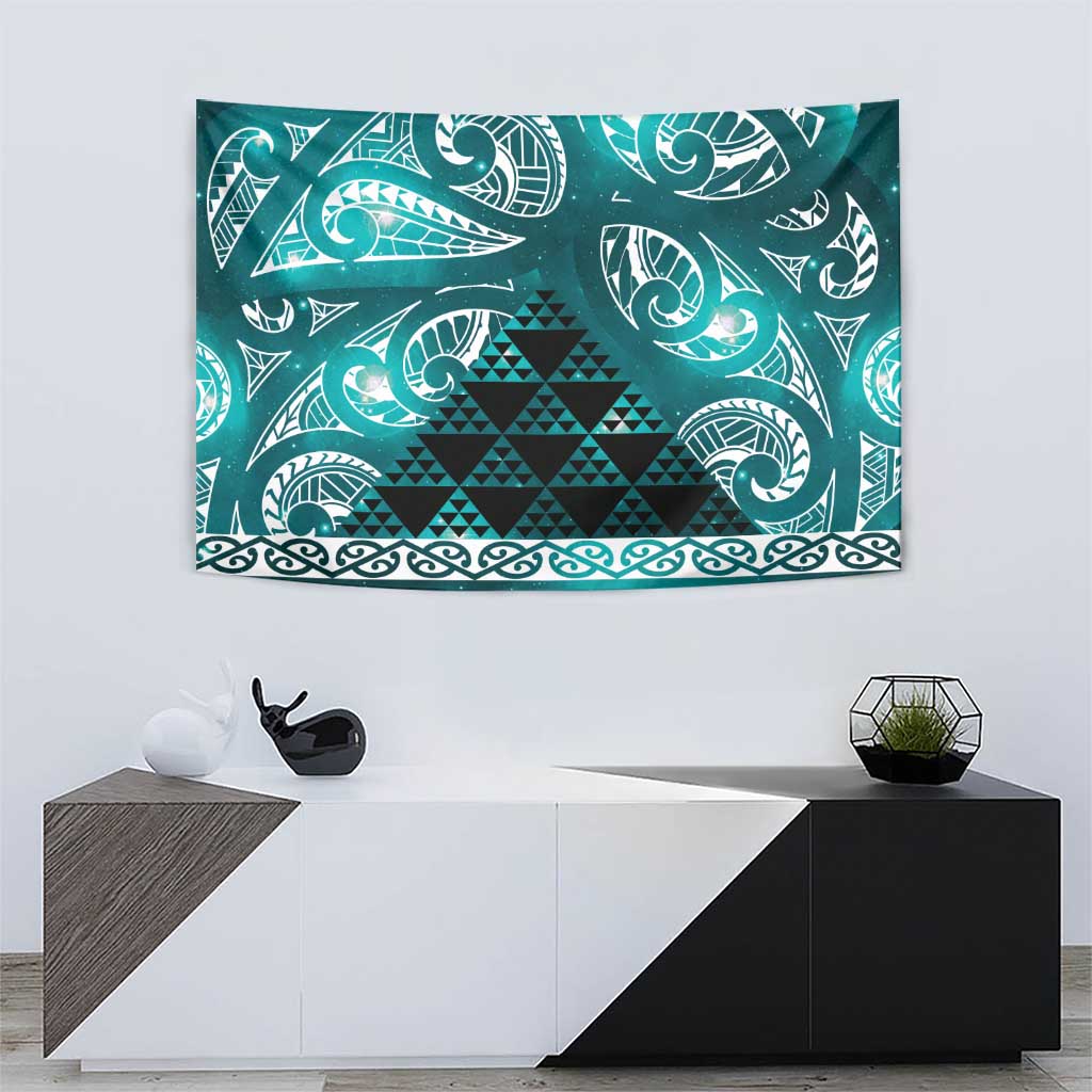 Matariki New Zealand Tapestry NZ Niho Taniwha Maori New Year Cyan Galaxy LT14 - Polynesian Pride