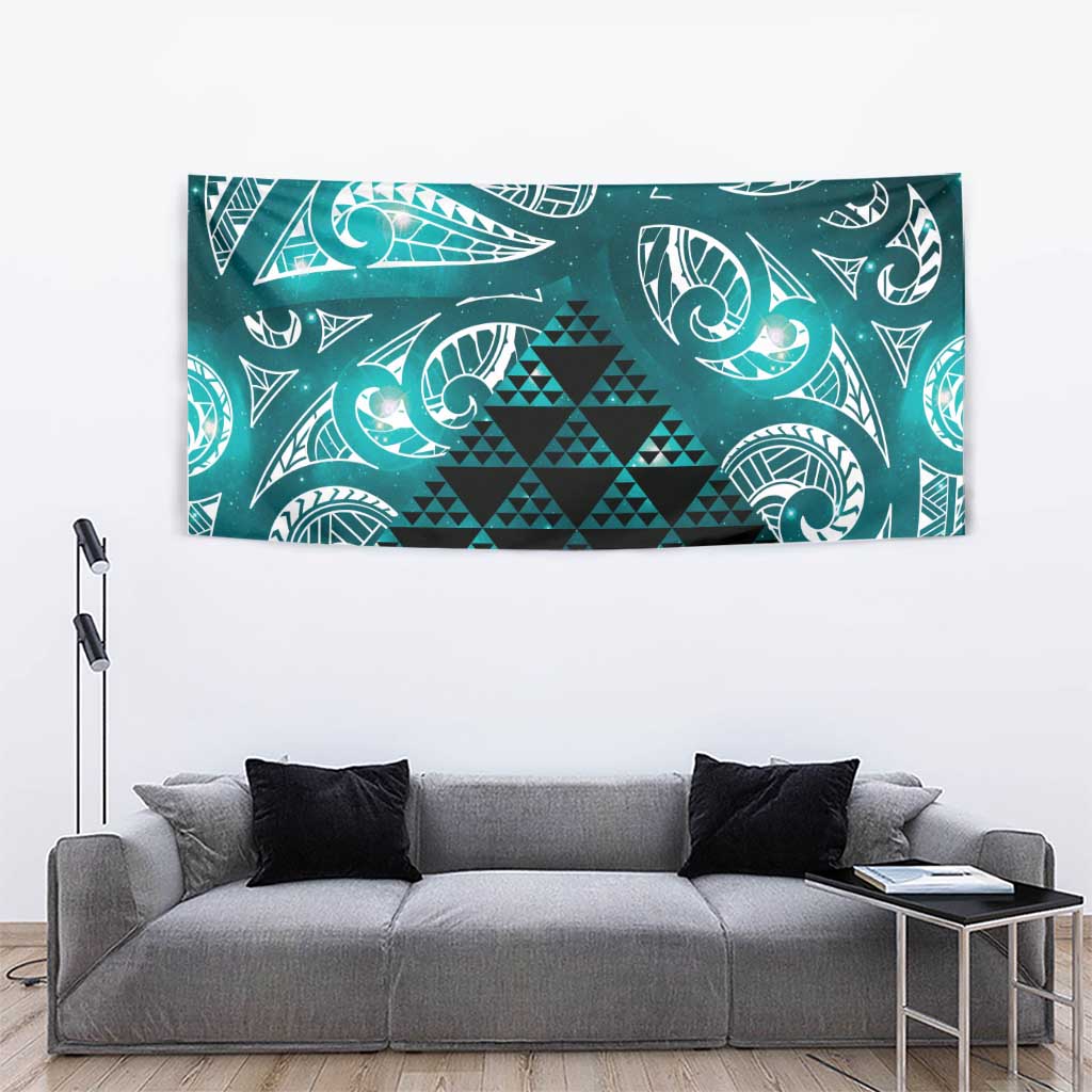 Matariki New Zealand Tapestry NZ Niho Taniwha Maori New Year Cyan Galaxy LT14 - Polynesian Pride
