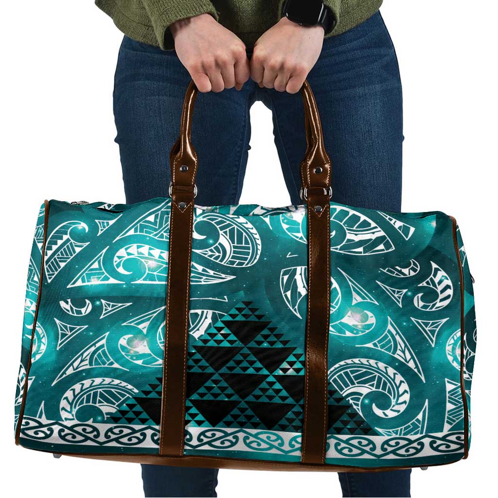 Matariki New Zealand Travel Bag NZ Niho Taniwha Maori New Year Cyan Galaxy