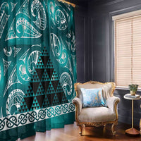 Matariki New Zealand Window Curtain NZ Niho Taniwha Maori New Year Cyan Galaxy LT14 - Polynesian Pride