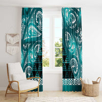 Matariki New Zealand Window Curtain NZ Niho Taniwha Maori New Year Cyan Galaxy LT14 - Polynesian Pride