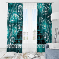 Matariki New Zealand Window Curtain NZ Niho Taniwha Maori New Year Cyan Galaxy LT14 - Polynesian Pride