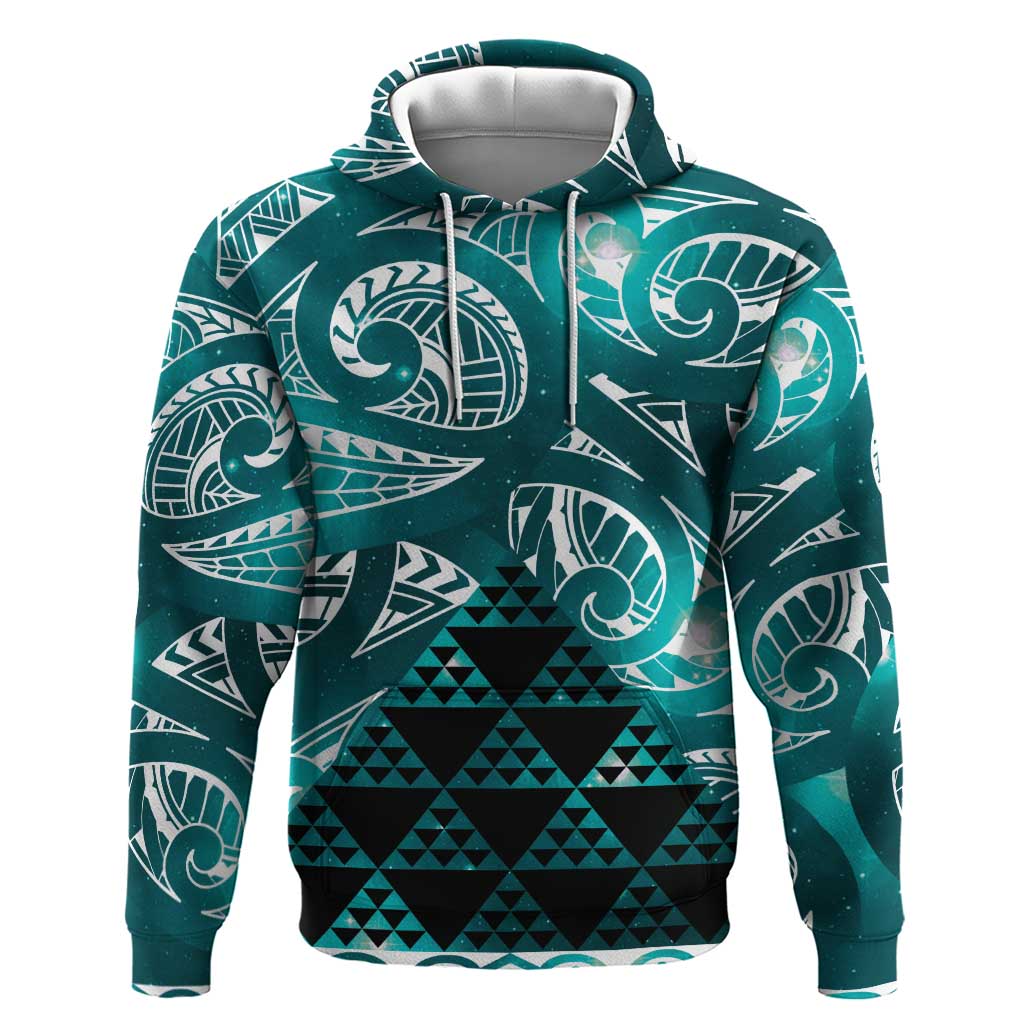 Matariki New Zealand Zip Hoodie NZ Niho Taniwha Maori New Year Cyan Galaxy LT14 Pullover Hoodie Cyan - Polynesian Pride