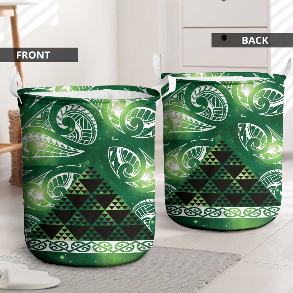 Matariki New Zealand Laundry Basket NZ Niho Taniwha Maori New Year Green Galaxy LT14 - Polynesian Pride
