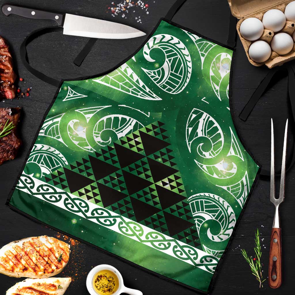 Matariki New Zealand Apron NZ Niho Taniwha Maori New Year Green Galaxy LT14 Green - Polynesian Pride