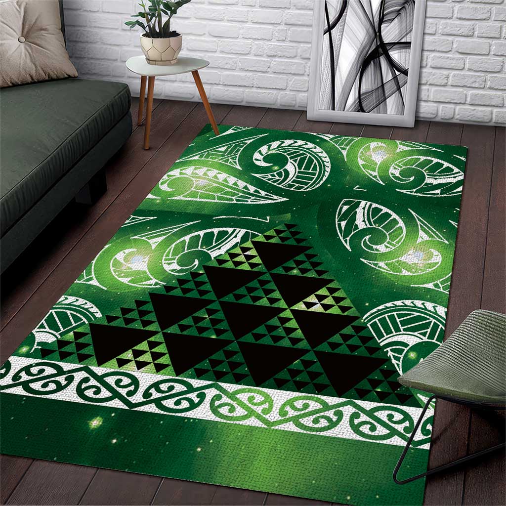 Matariki New Zealand Area Rug NZ Niho Taniwha Maori New Year Green Galaxy