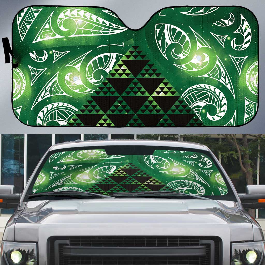 Matariki New Zealand Auto Sun Shade NZ Niho Taniwha Maori New Year Green Galaxy LT14 Green - Polynesian Pride