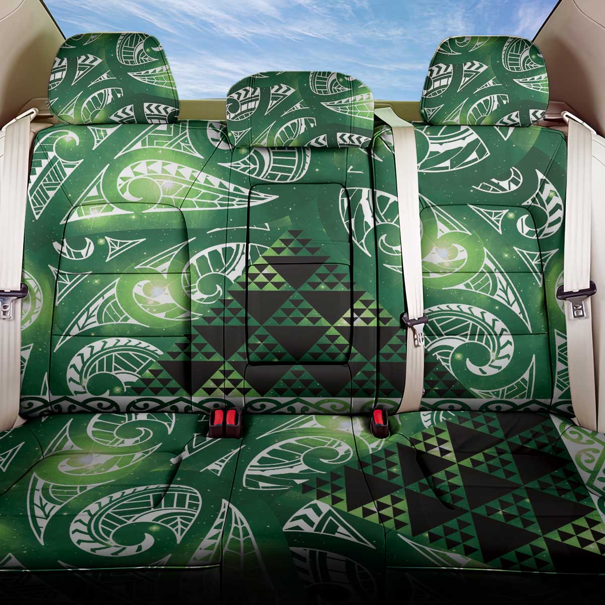 Matariki New Zealand Back Car Seat Cover NZ Niho Taniwha Maori New Year Green Galaxy