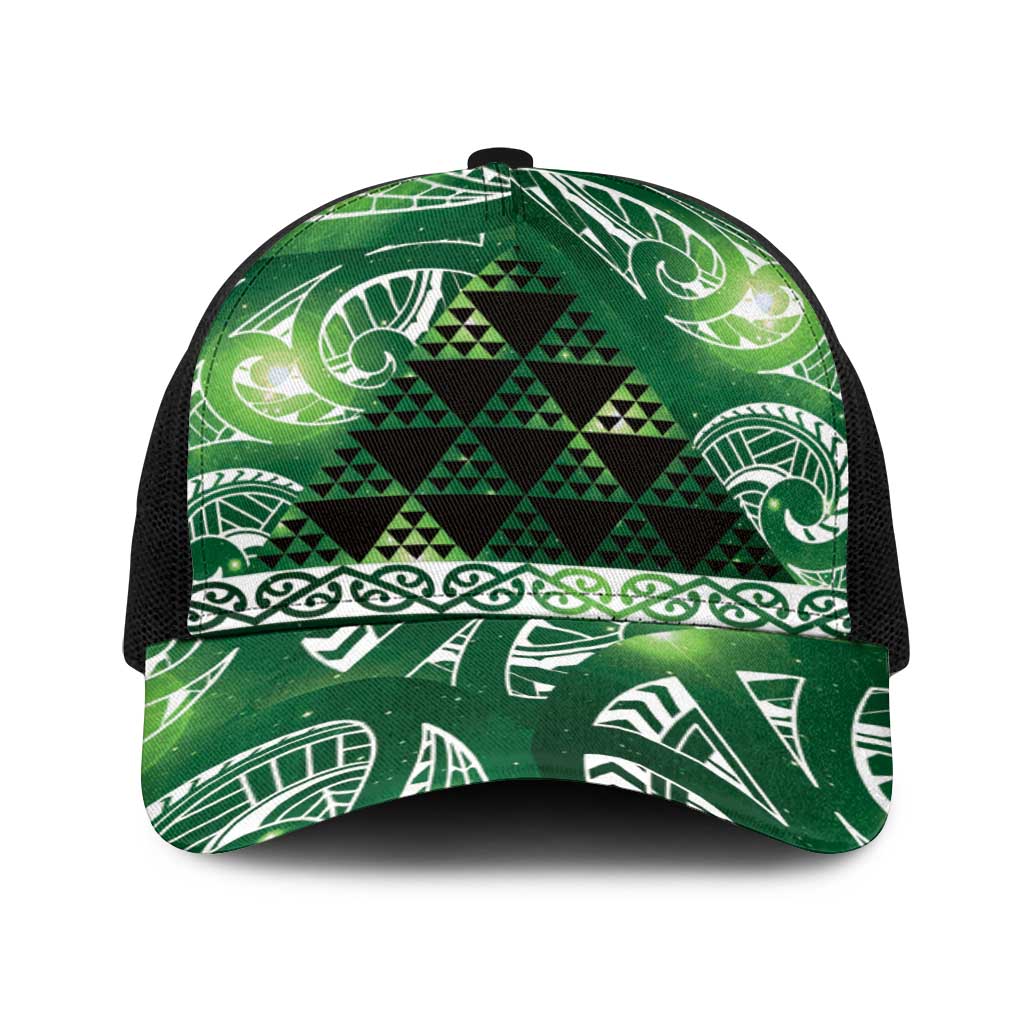 Matariki New Zealand Baseball Net Cap NZ Niho Taniwha Maori New Year Green Galaxy LT14 One Size Black Green - Polynesian Pride