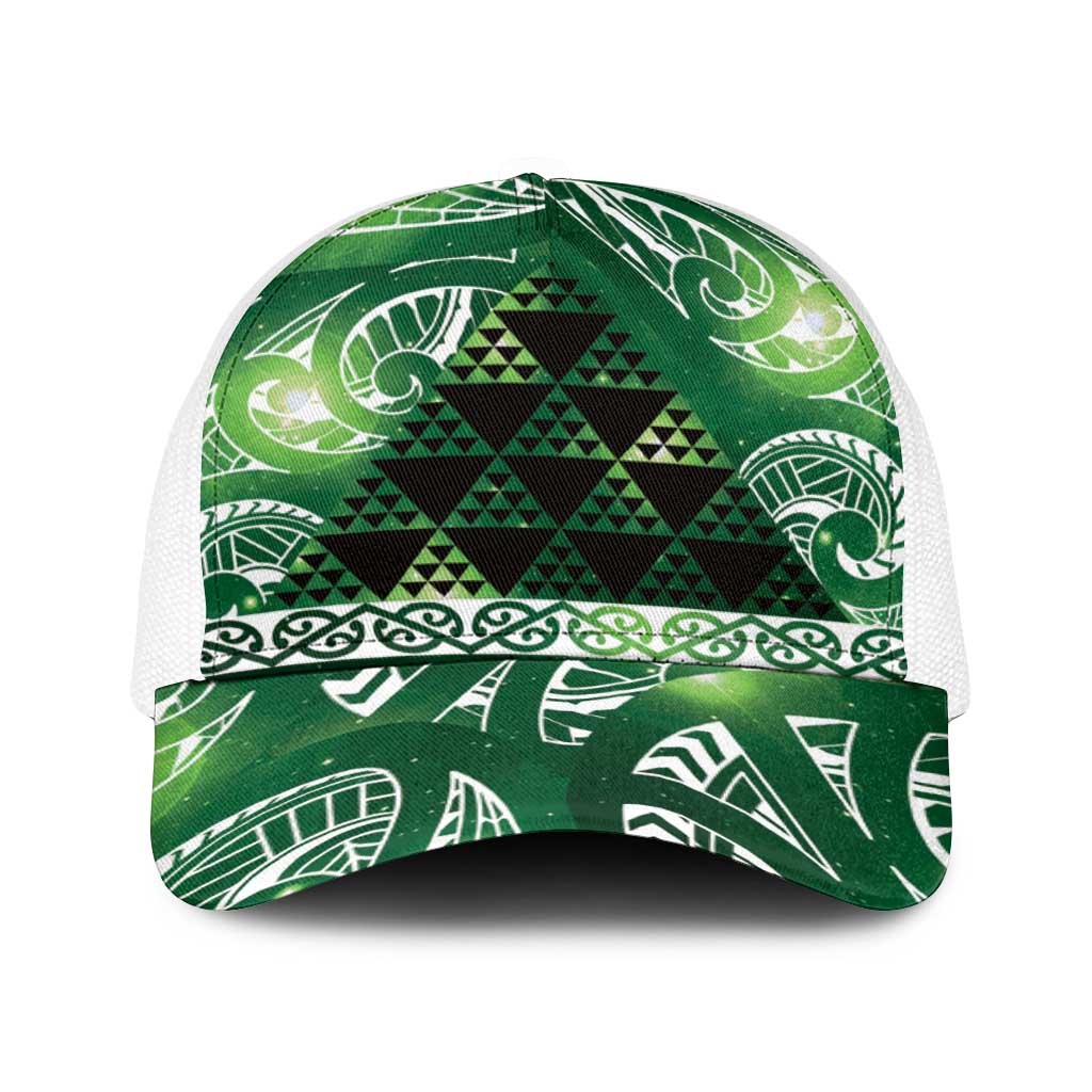 Matariki New Zealand Baseball Net Cap NZ Niho Taniwha Maori New Year Green Galaxy LT14 One Size White Green - Polynesian Pride