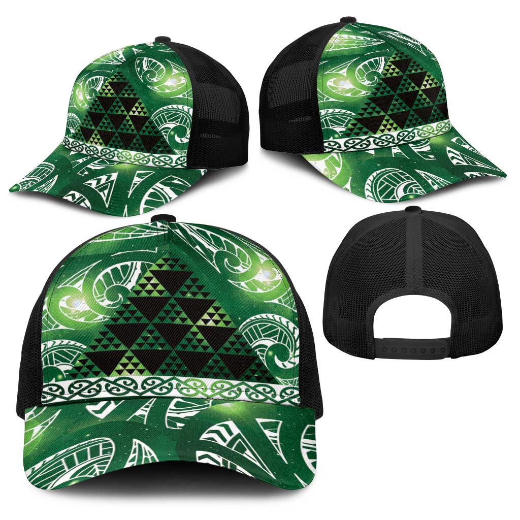 Matariki New Zealand Baseball Net Cap NZ Niho Taniwha Maori New Year Green Galaxy LT14 - Polynesian Pride