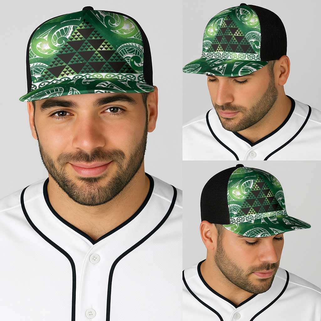 Matariki New Zealand Baseball Net Cap NZ Niho Taniwha Maori New Year Green Galaxy LT14 - Polynesian Pride