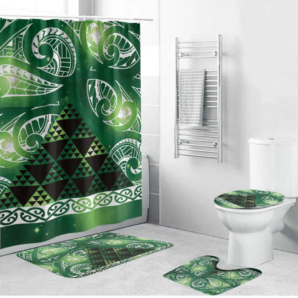 Matariki New Zealand Bathroom Set NZ Niho Taniwha Maori New Year Green Galaxy