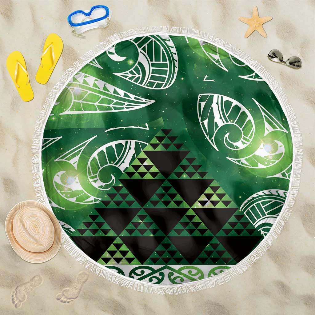 Matariki New Zealand Beach Blanket NZ Niho Taniwha Maori New Year Green Galaxy LT14 One Size 150cm Green - Polynesian Pride