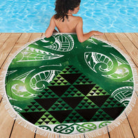 Matariki New Zealand Beach Blanket NZ Niho Taniwha Maori New Year Green Galaxy LT14 - Polynesian Pride