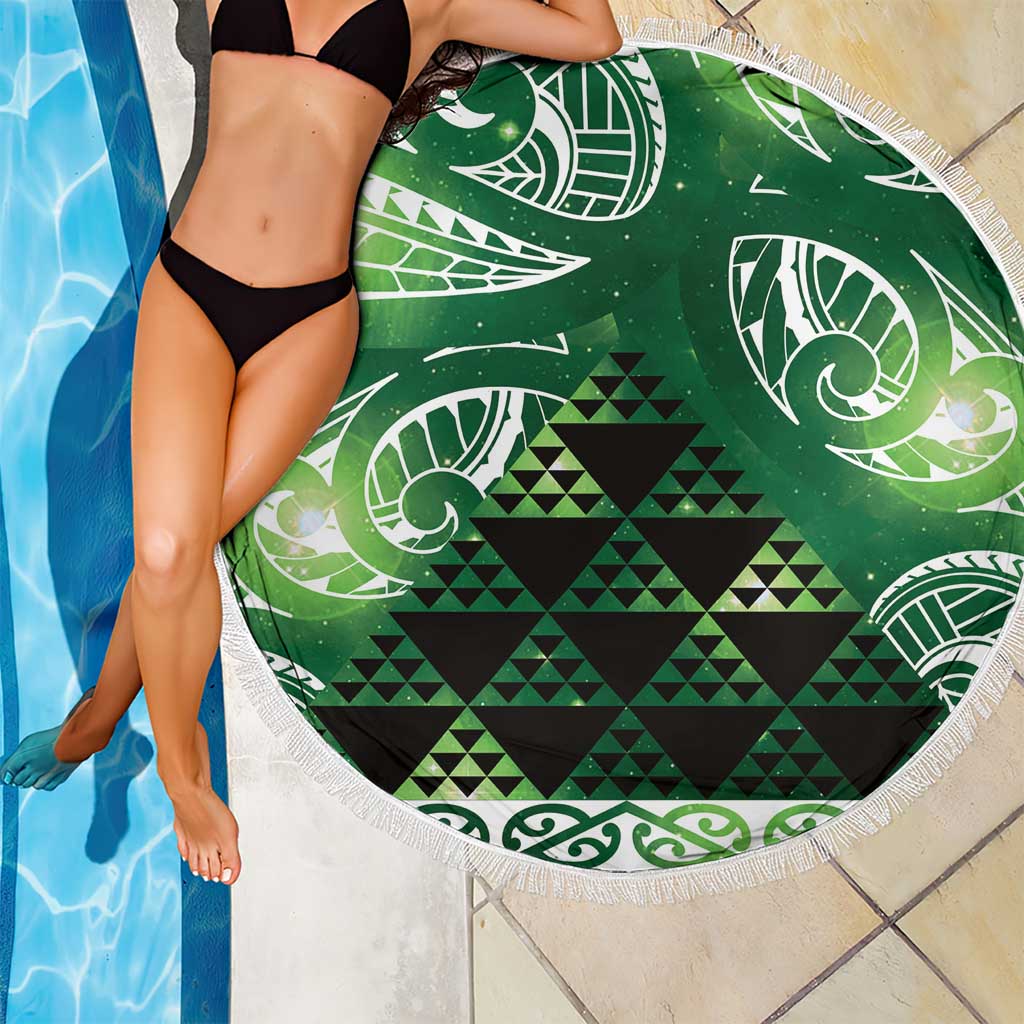 Matariki New Zealand Beach Blanket NZ Niho Taniwha Maori New Year Green Galaxy LT14 - Polynesian Pride