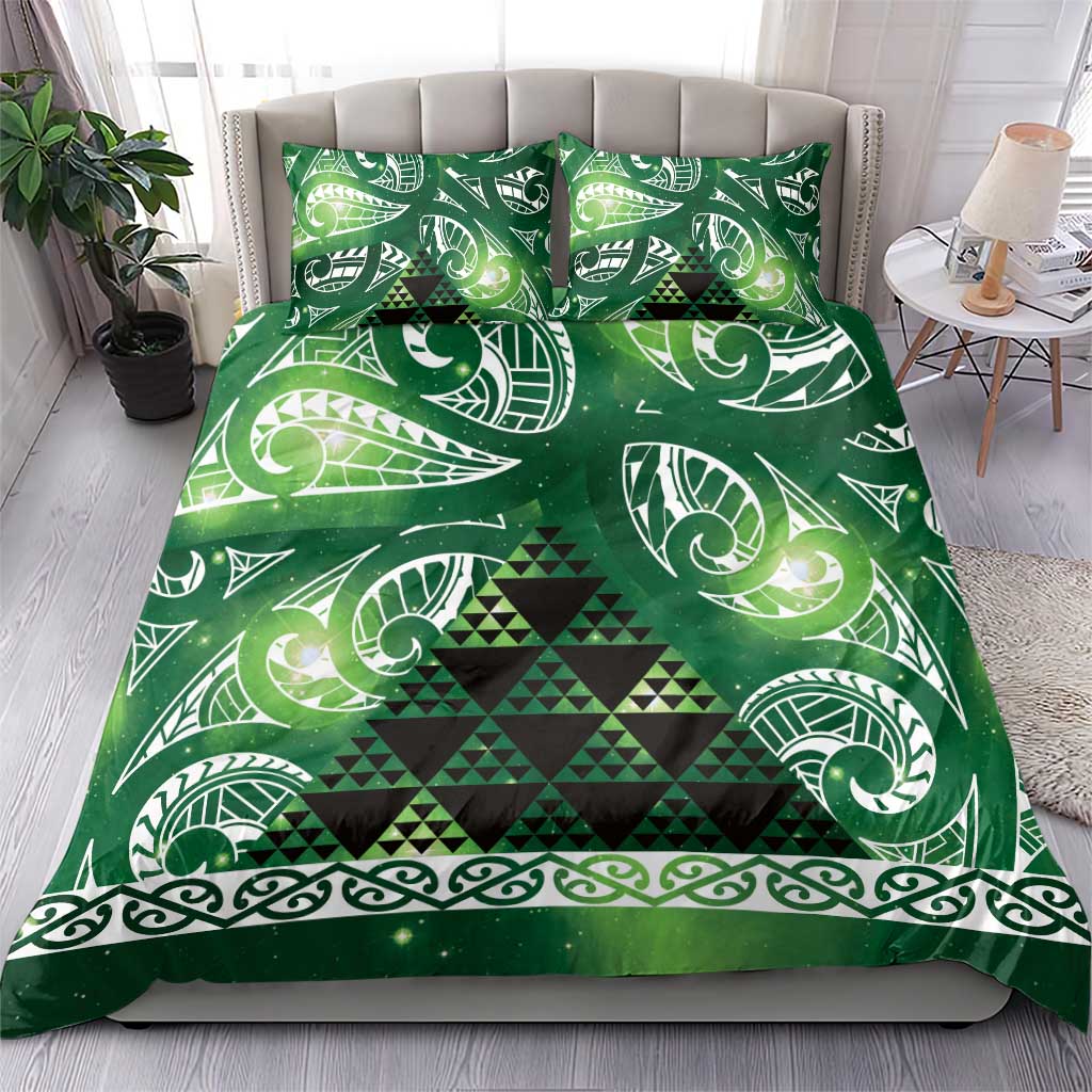 Matariki New Zealand Bedding Set NZ Niho Taniwha Maori New Year Green Galaxy LT14 - Polynesian Pride