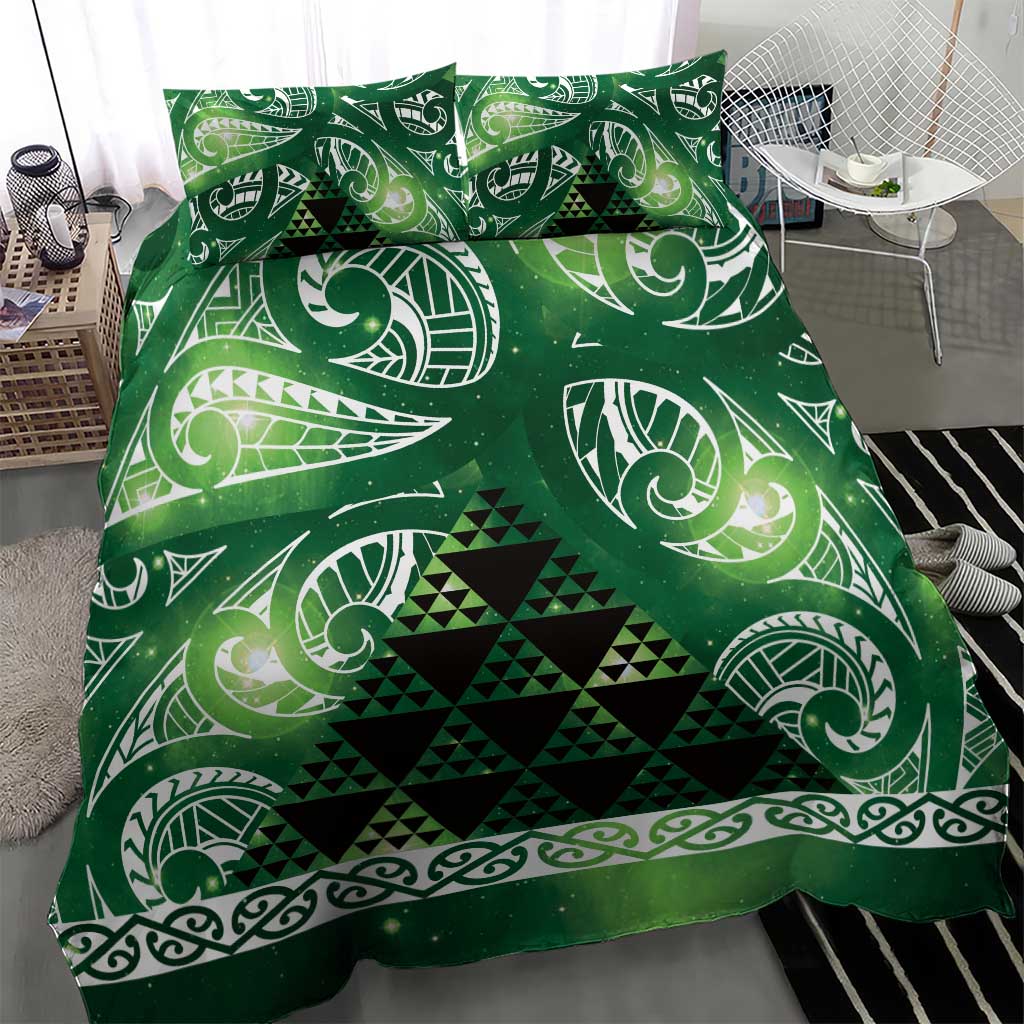 Matariki New Zealand Bedding Set NZ Niho Taniwha Maori New Year Green Galaxy LT14 - Polynesian Pride