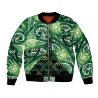 Matariki New Zealand Bomber Jacket NZ Niho Taniwha Maori New Year Green Galaxy LT14 Unisex Green - Polynesian Pride