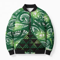 Matariki New Zealand Bomber Puffer Jacket NZ Niho Taniwha Maori New Year Green Galaxy LT14 Unisex Green - Polynesian Pride