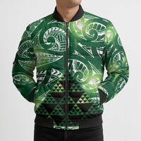 Matariki New Zealand Bomber Puffer Jacket NZ Niho Taniwha Maori New Year Green Galaxy LT14 - Polynesian Pride