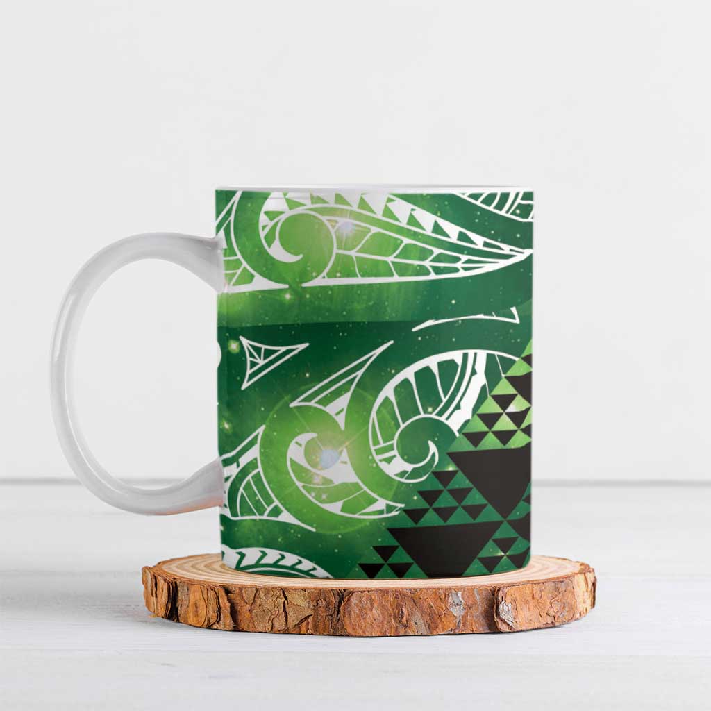 Matariki New Zealand Ceramic Mug NZ Niho Taniwha Maori New Year Green Galaxy LT14 Green - Polynesian Pride