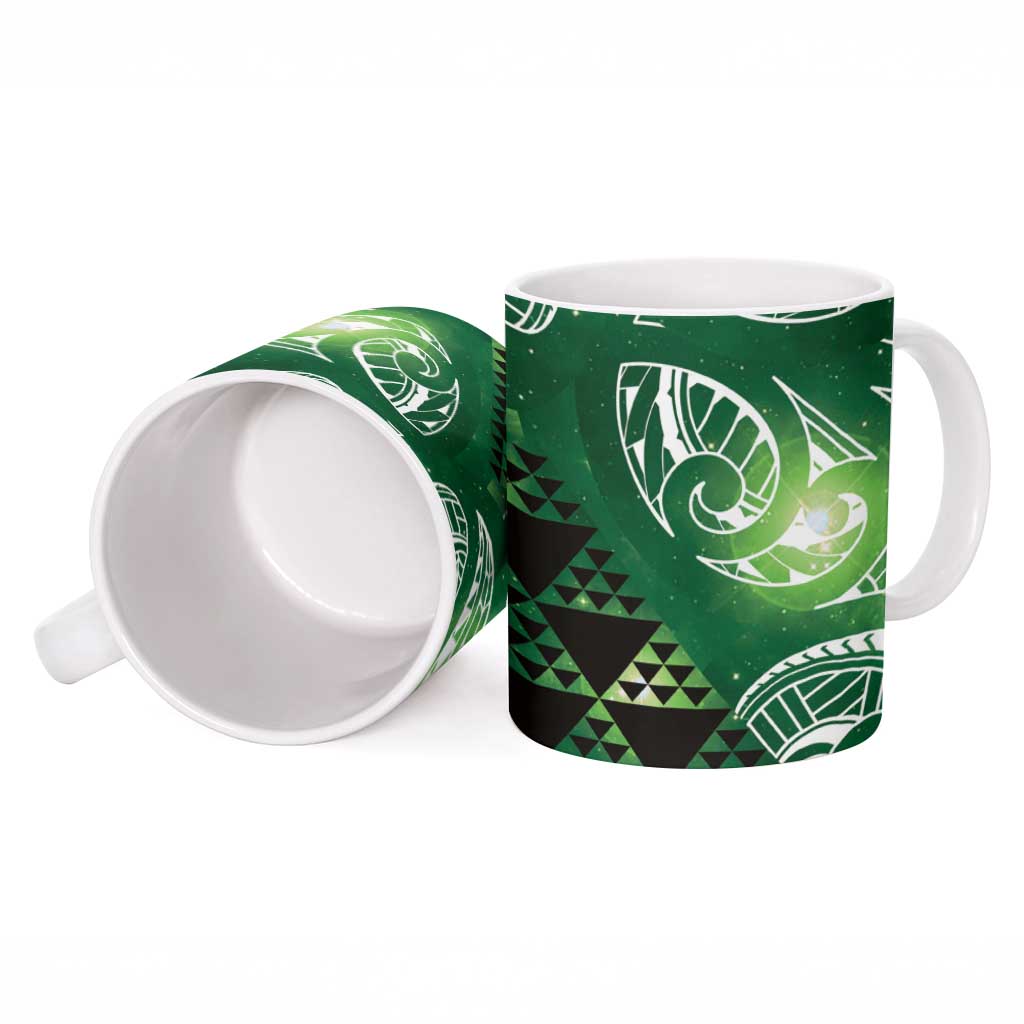 Matariki New Zealand Ceramic Mug NZ Niho Taniwha Maori New Year Green Galaxy LT14 - Polynesian Pride
