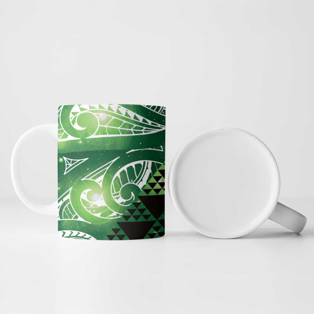 Matariki New Zealand Ceramic Mug NZ Niho Taniwha Maori New Year Green Galaxy LT14 - Polynesian Pride