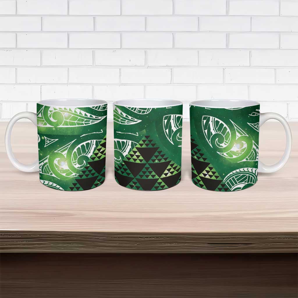 Matariki New Zealand Ceramic Mug NZ Niho Taniwha Maori New Year Green Galaxy LT14 - Polynesian Pride