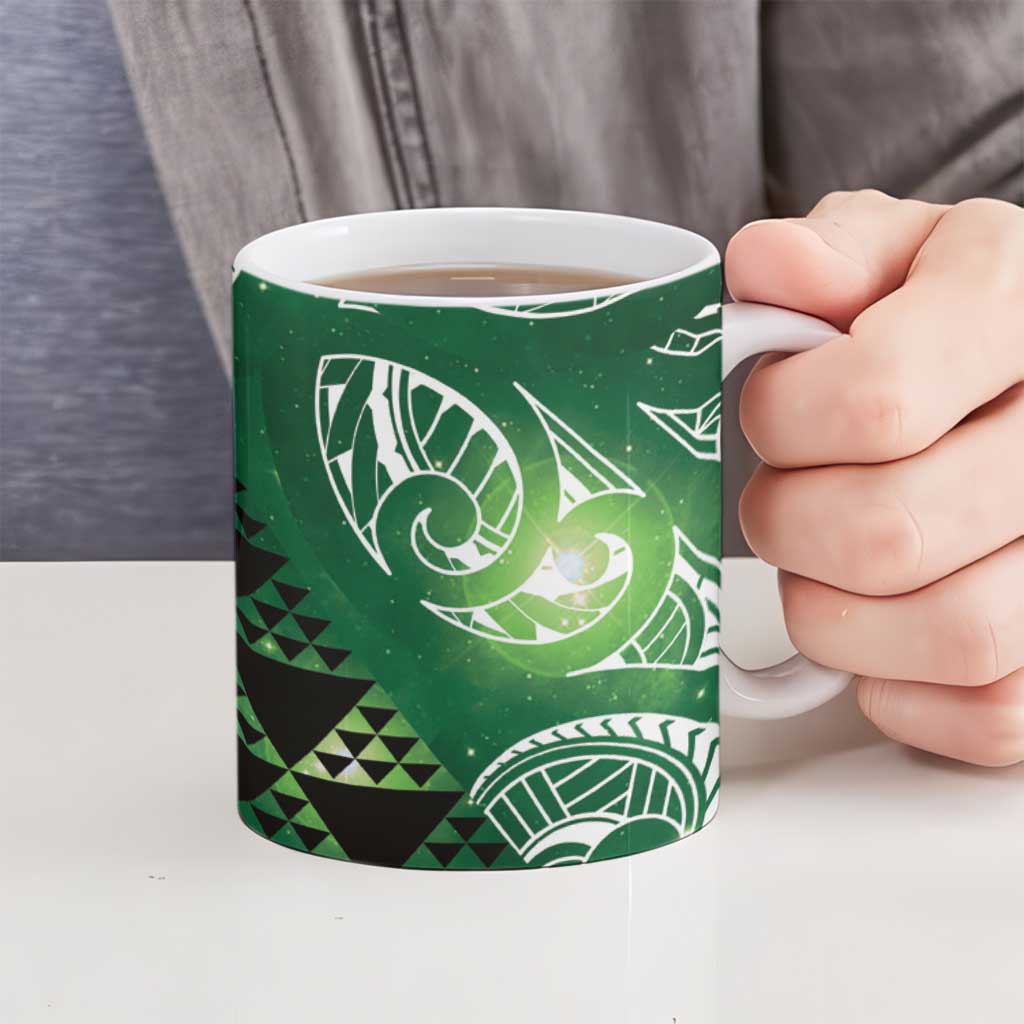 Matariki New Zealand Ceramic Mug NZ Niho Taniwha Maori New Year Green Galaxy LT14 - Polynesian Pride