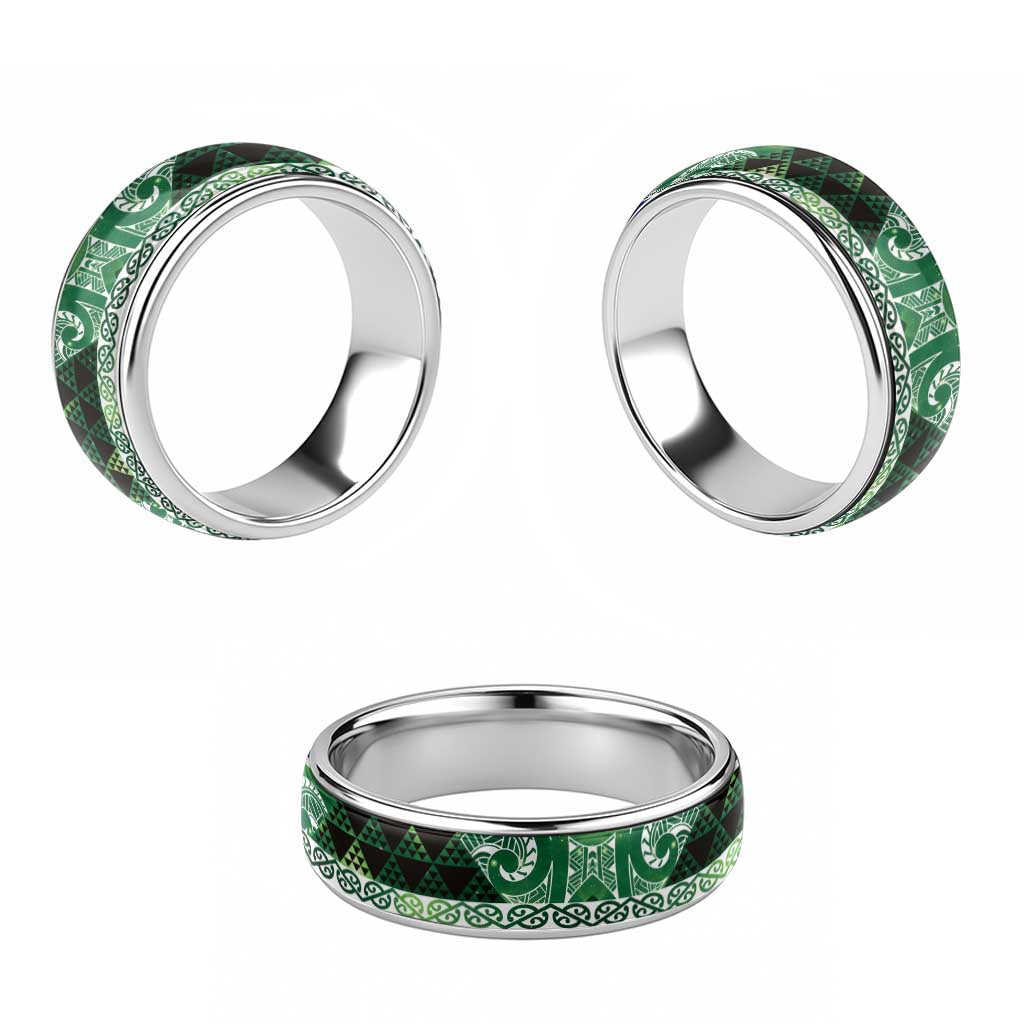 Matariki New Zealand Classic Ring NZ Niho Taniwha Maori New Year Green Galaxy LT14 - Polynesian Pride