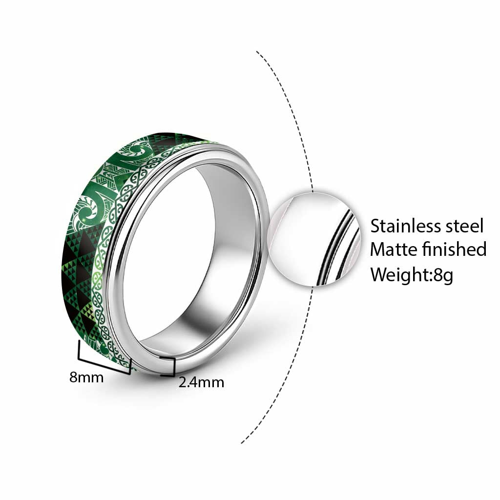 Matariki New Zealand Classic Ring NZ Niho Taniwha Maori New Year Green Galaxy LT14 - Polynesian Pride