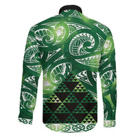 Matariki New Zealand Family Matching Off The Shoulder Long Sleeve Dress and Hawaiian Shirt NZ Niho Taniwha Maori New Year Green Galaxy