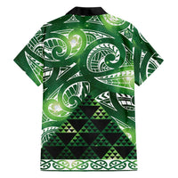 Matariki New Zealand Family Matching Off Shoulder Maxi Dress and Hawaiian Shirt NZ Niho Taniwha Maori New Year Green Galaxy