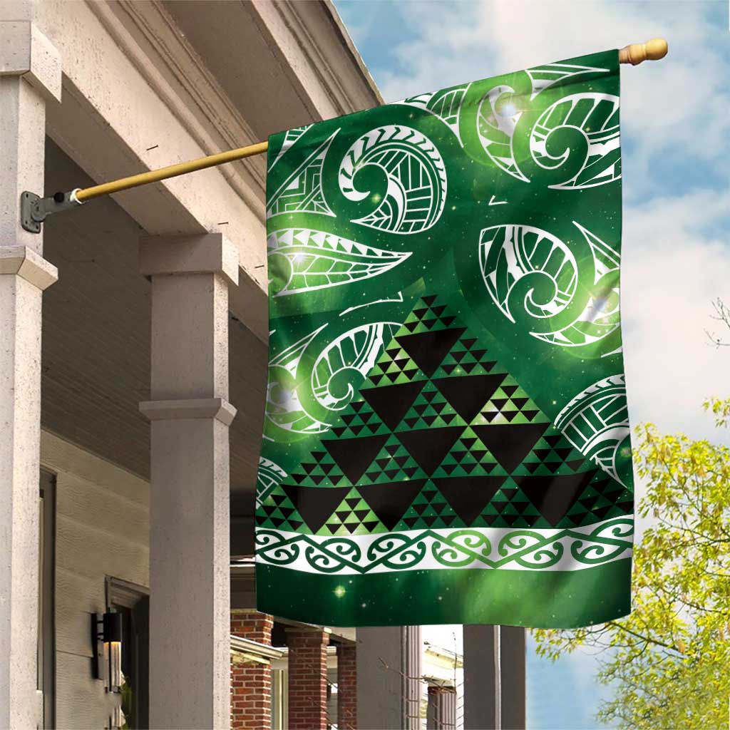 Matariki New Zealand Garden Flag NZ Niho Taniwha Maori New Year Green Galaxy LT14 House Flag Green - Polynesian Pride