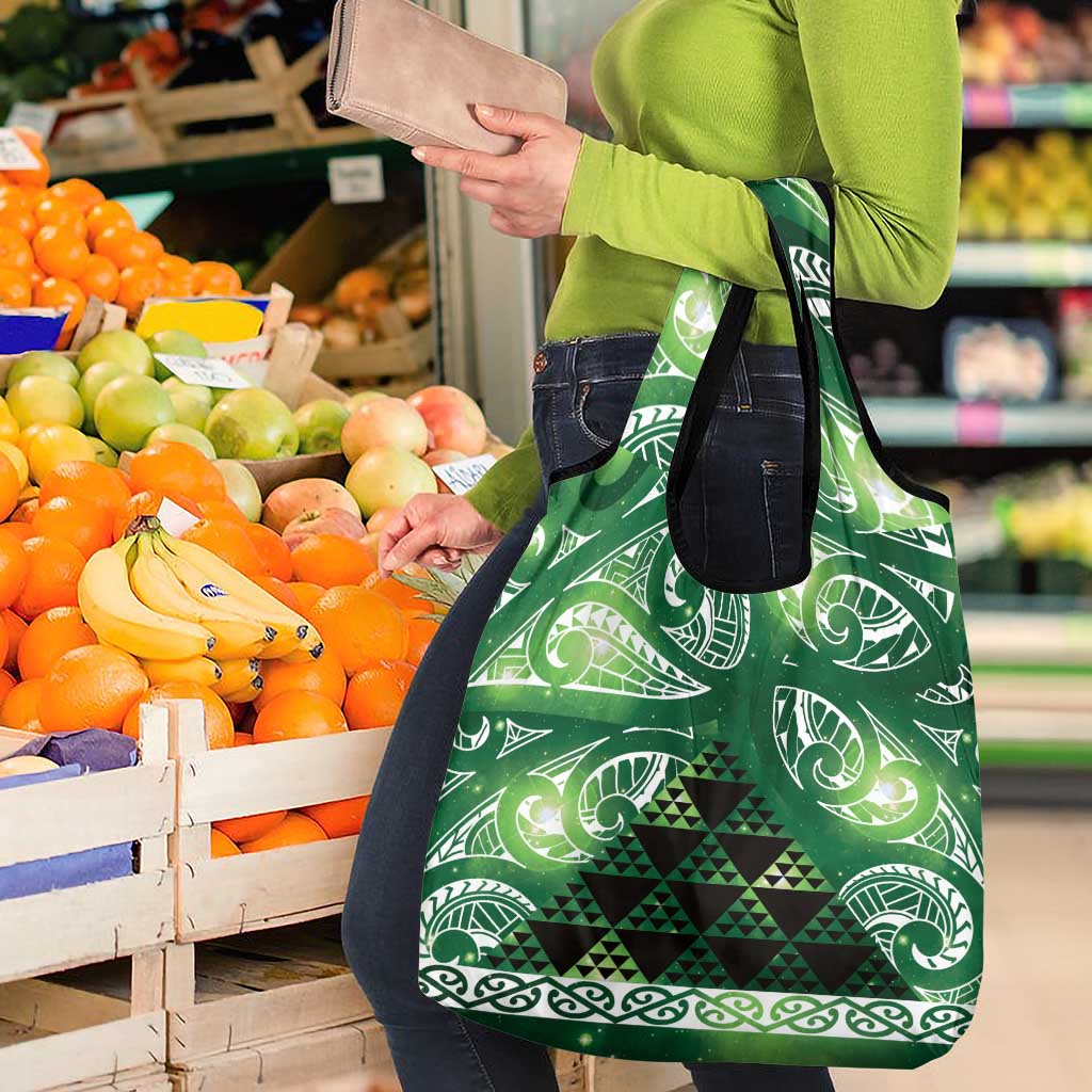 Matariki New Zealand Grocery Bag NZ Niho Taniwha Maori New Year Green Galaxy LT14 - Polynesian Pride