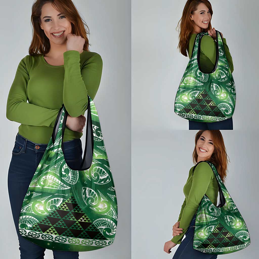 Matariki New Zealand Grocery Bag NZ Niho Taniwha Maori New Year Green Galaxy LT14 - Polynesian Pride