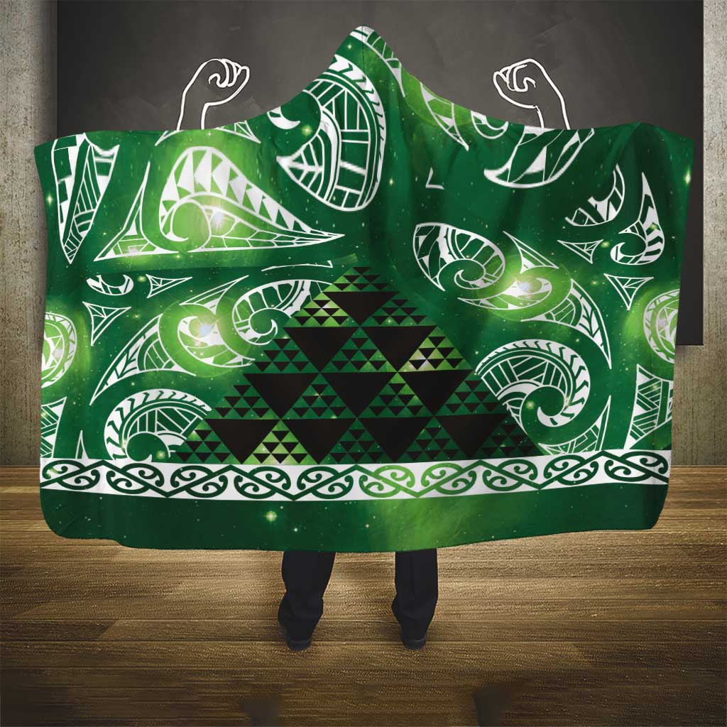 Matariki New Zealand Hooded Blanket NZ Niho Taniwha Maori New Year Green Galaxy LT14 - Polynesian Pride