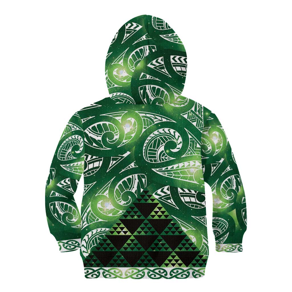 Matariki New Zealand Kid Hoodie NZ Niho Taniwha Maori New Year Green Galaxy