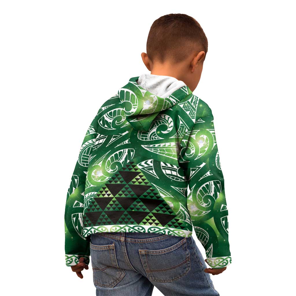 Matariki New Zealand Kid Hoodie NZ Niho Taniwha Maori New Year Green Galaxy