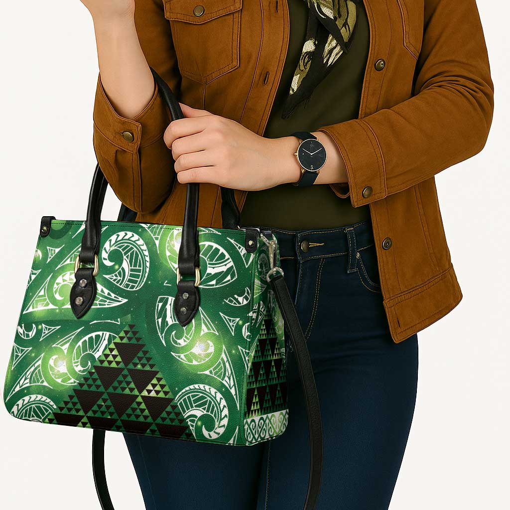 Matariki New Zealand Leather Bag NZ Niho Taniwha Maori New Year Green Galaxy LT14 - Polynesian Pride