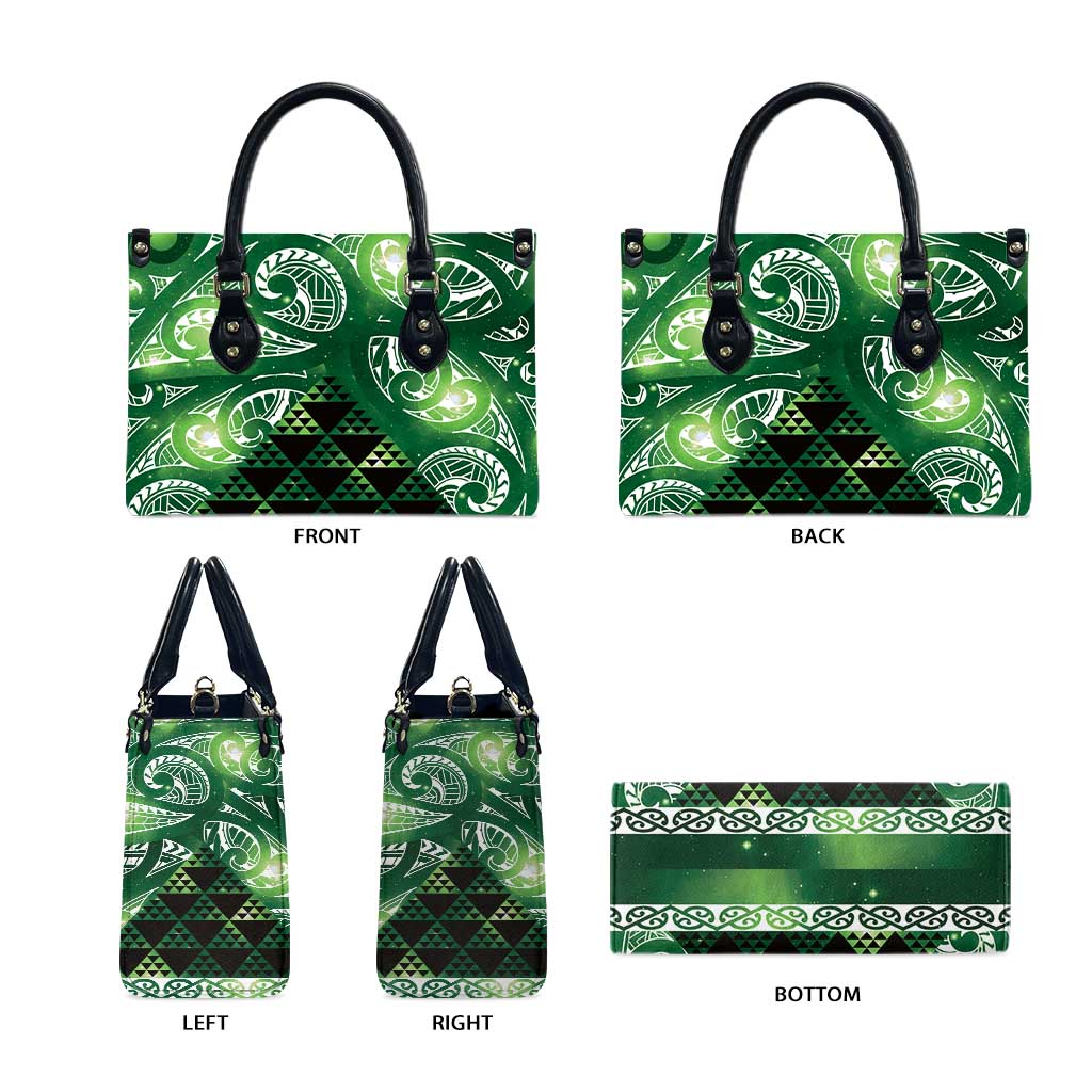 Matariki New Zealand Leather Bag NZ Niho Taniwha Maori New Year Green Galaxy LT14 - Polynesian Pride