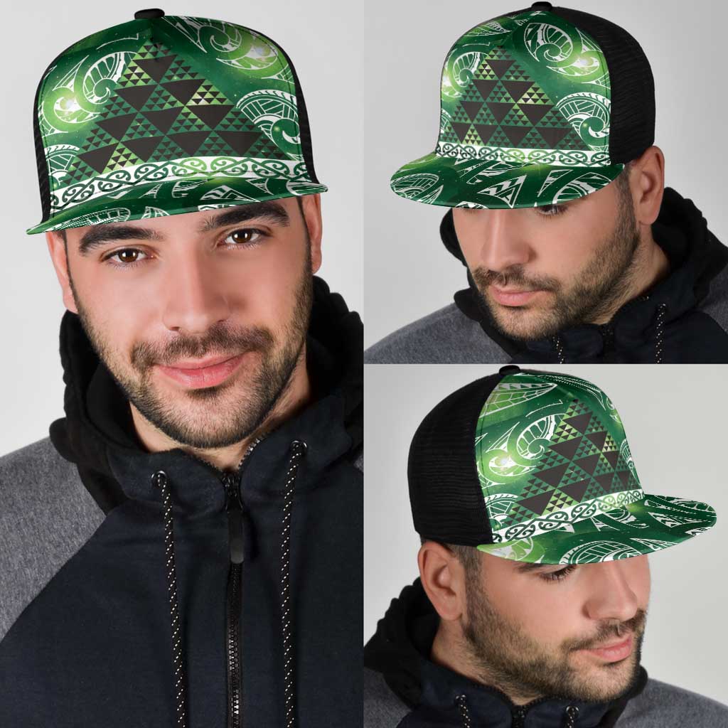 Matariki New Zealand Mesh Trucker Cap NZ Niho Taniwha Maori New Year Green Galaxy LT14 - Polynesian Pride