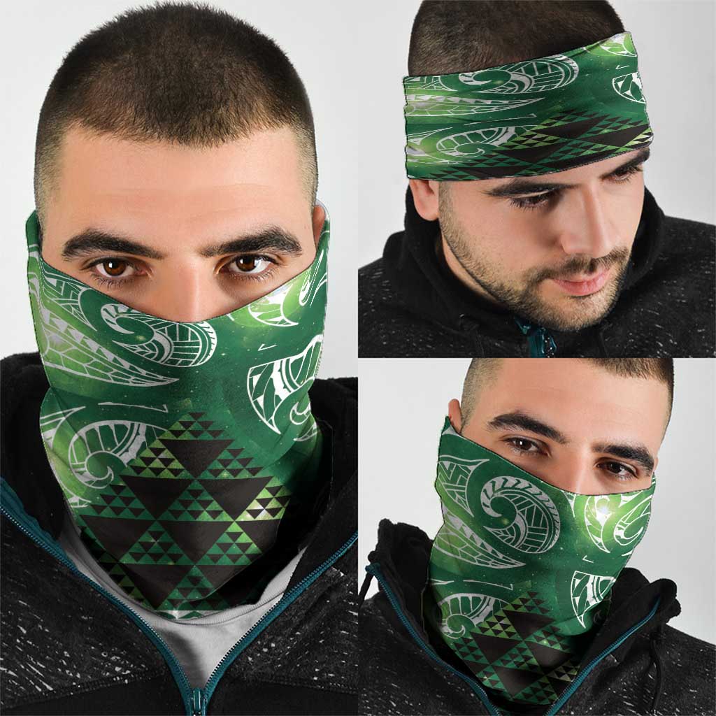 Matariki New Zealand Neck Gaiter NZ Niho Taniwha Maori New Year Green Galaxy