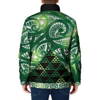 Matariki New Zealand Padded Jacket NZ Niho Taniwha Maori New Year Green Galaxy LT14 - Polynesian Pride