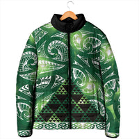 Matariki New Zealand Padded Jacket NZ Niho Taniwha Maori New Year Green Galaxy LT14 - Polynesian Pride