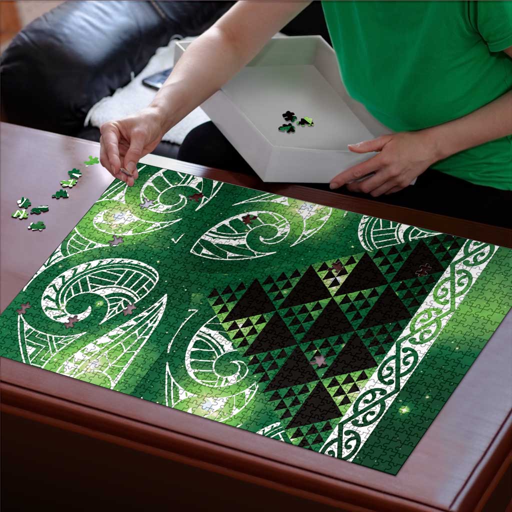 Matariki New Zealand Puzzle NZ Niho Taniwha Maori New Year Green Galaxy LT14 - Polynesian Pride