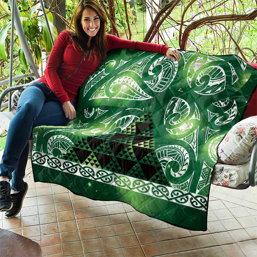Matariki New Zealand Quilt NZ Niho Taniwha Maori New Year Green Galaxy LT14 - Polynesian Pride