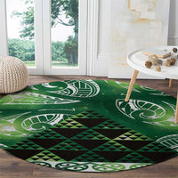 Matariki New Zealand Round Carpet NZ Niho Taniwha Maori New Year Green Galaxy LT14 - Polynesian Pride
