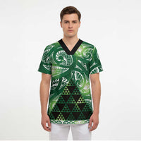 Matariki New Zealand Scrub Top NZ Niho Taniwha Maori New Year Green Galaxy LT14 - Polynesian Pride